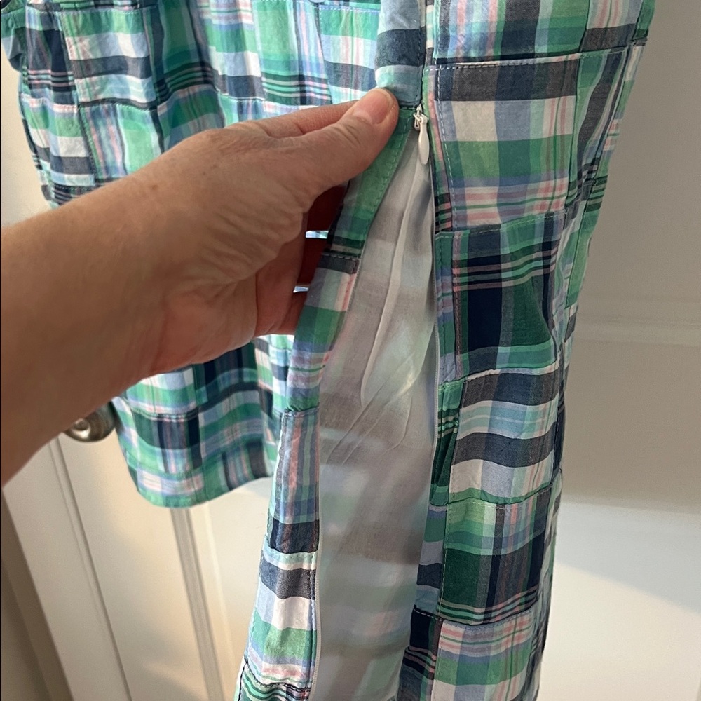 Talbots Patchwork Button Back Tank Top Blue Madra… - image 10